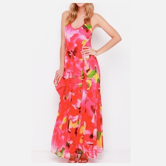 fuchsia floral maxi dress